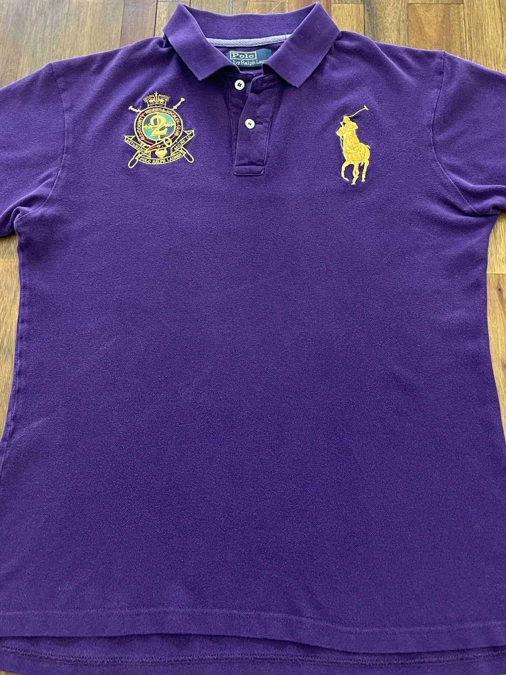 Vintage Purple Polo Ralph Lauren Big Pony Horse & Rider Jockey Embroidered